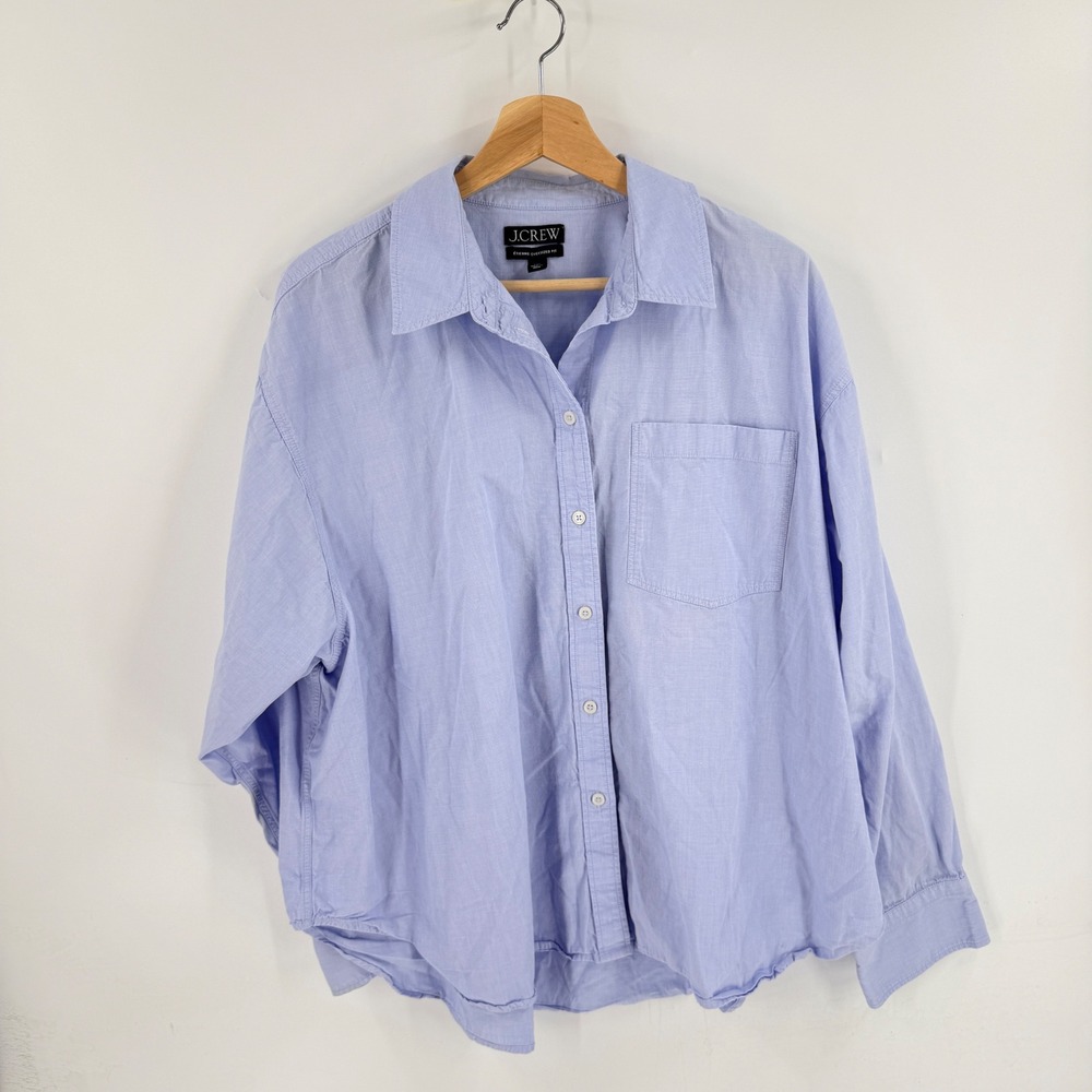 J. Crew Etienne Oversized Fit Button Down Shirt Light Blue XXL Coastal Preppy